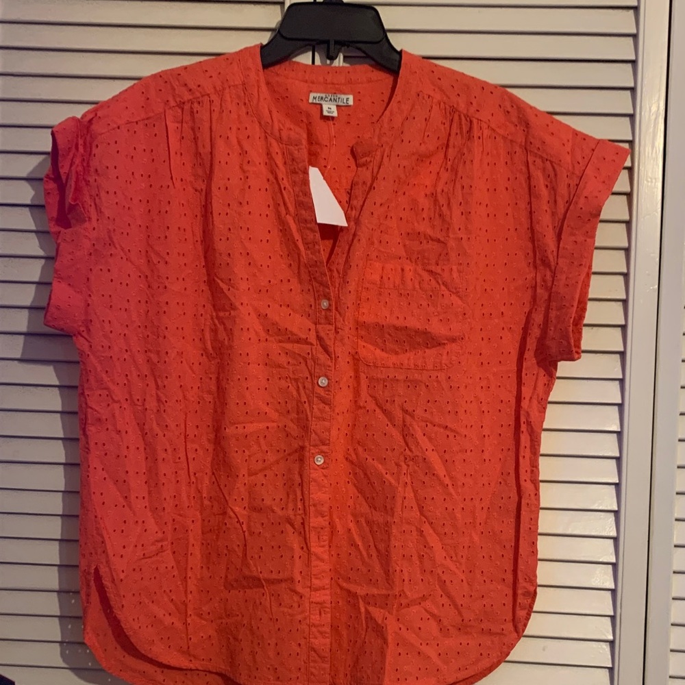 Vibrant Orange Button-Down Shirt